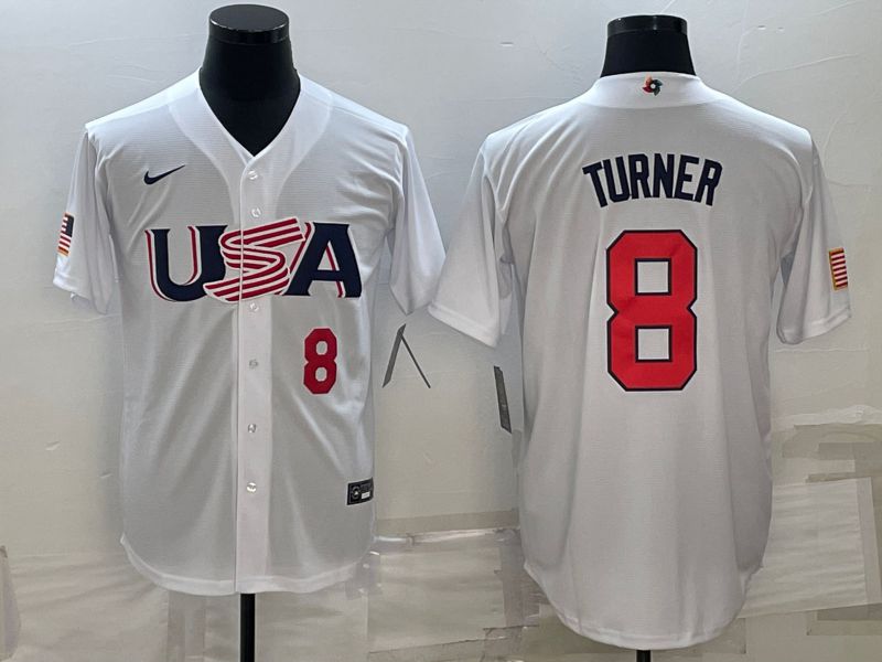 Men 2023 World Cub USA #8 Turner White Nike MLB Jersey7->more jerseys->MLB Jersey